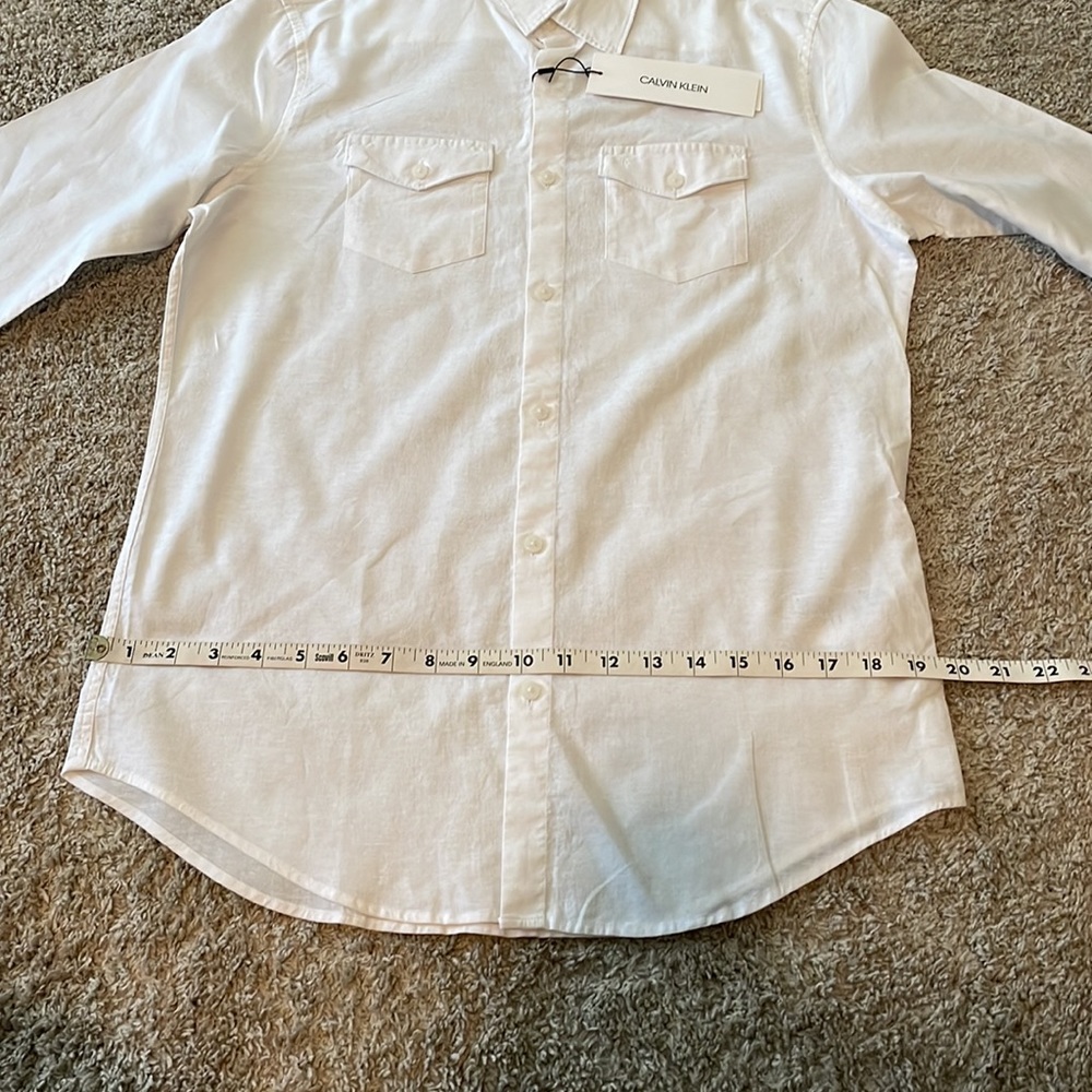 Calvin Klein Solid Button Down Shirt Small White … - image 5